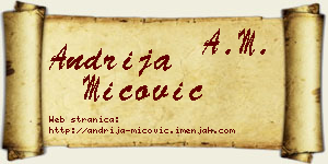Andrija Mićović vizit kartica